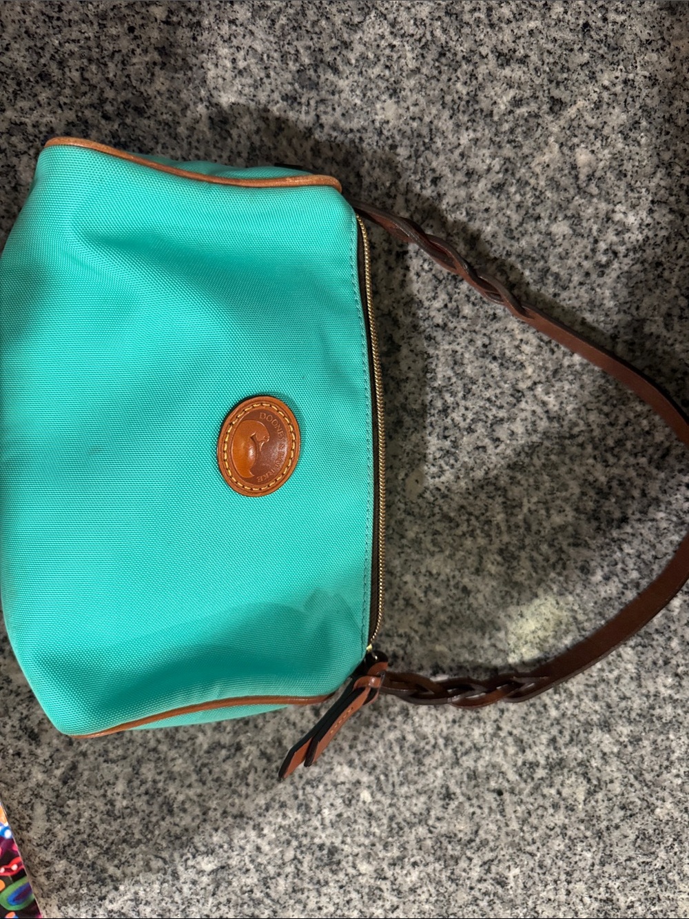 Dooney and bourke Turquoise Shoulder Bag with Brown Trim and Strap